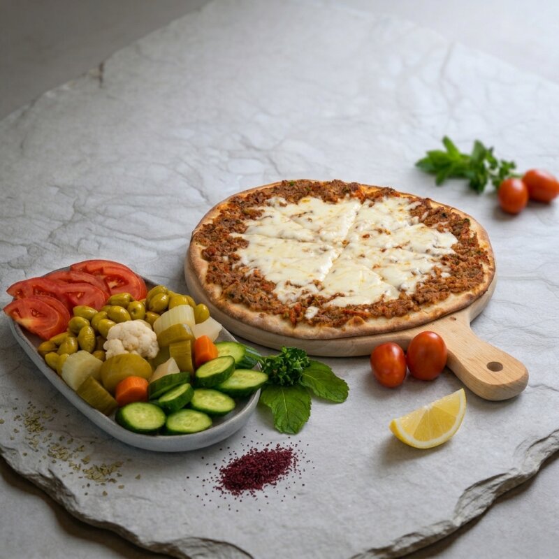 Lahim Bel Ajeen with cheese