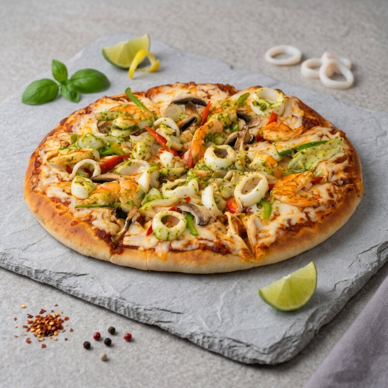 Seafood pizza